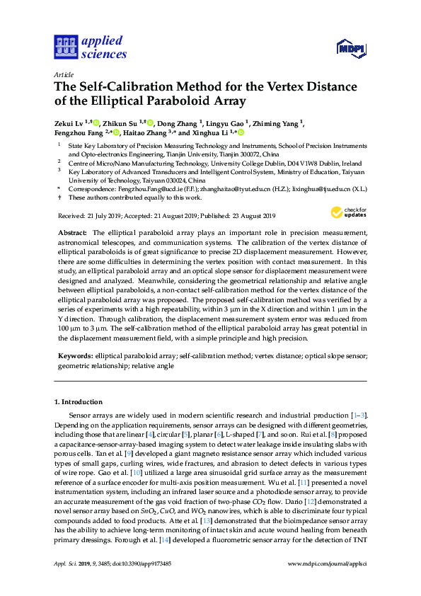 (PDF) The Self-Calibration Method for the Vertex Distance of the ...