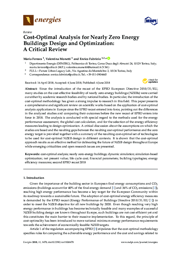 (PDF) Cost-Optimal Analysis for Nearly Zero Energy Buildings Design and ...