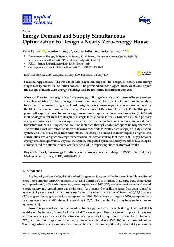 (PDF) Energy Demand and Supply Simultaneous Optimization to Design a ...