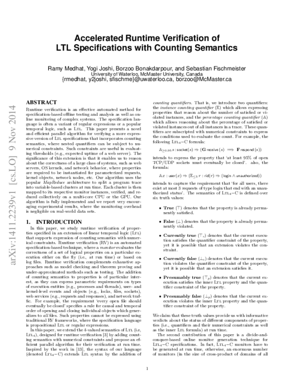 (PDF) Accelerated Runtime Verification of LTL Specifications with ...