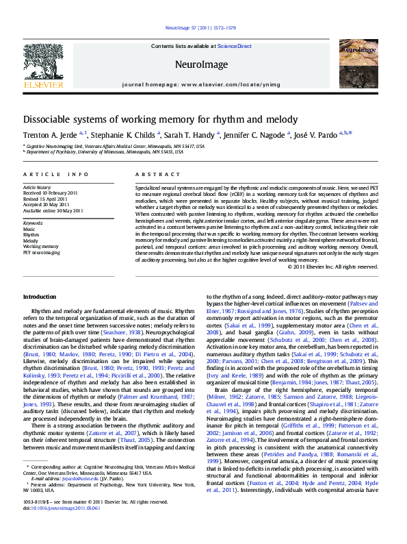 (PDF) Dissociable systems of working memory for rhythm and melody