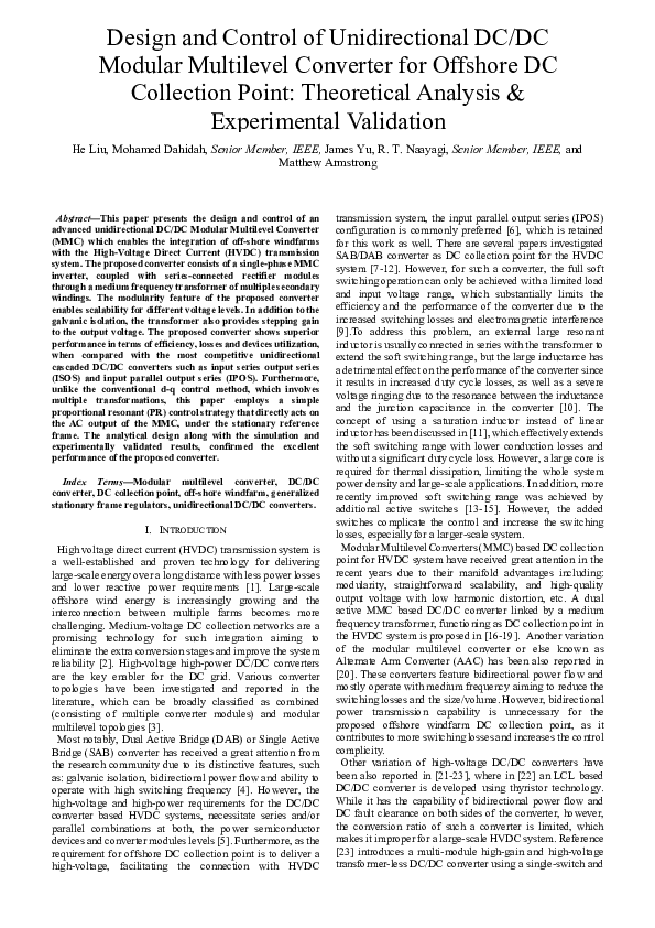 (PDF) Design and Control of Unidirectional DC–DC Modular Multilevel ...