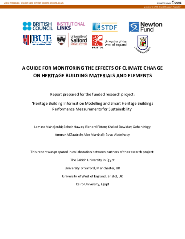 (PDF) A guide for monitoring the effects of climate change on heritage ...