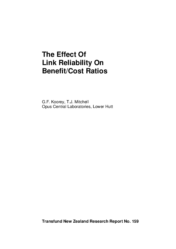 (PDF) The Effect of Link Reliability on Benefit/Cost Ratios