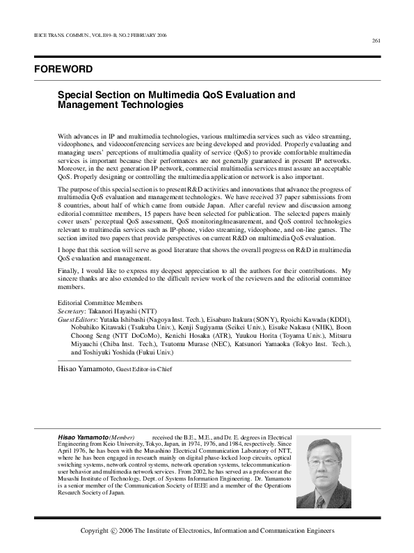 (PDF) Special Section on Multimedia QoS Evaluation and Management ...
