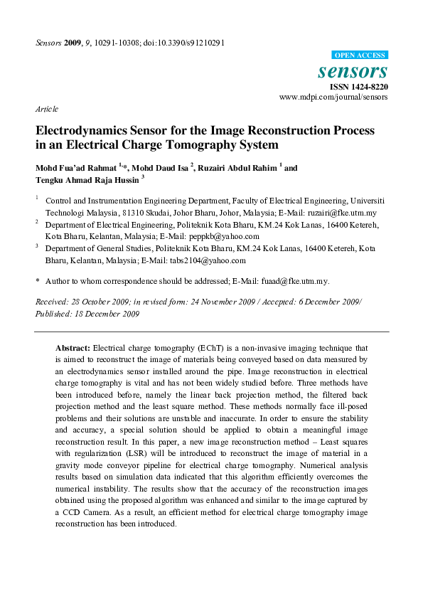 (PDF) Electrodynamics sensor for the image reconstruction process in an ...