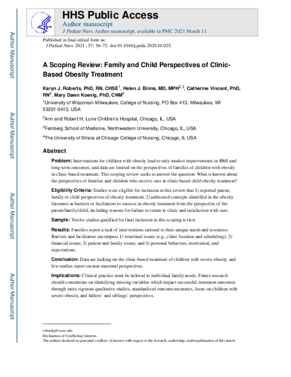(PDF) A Scoping Review: Family and Child Perspectives of Clinic-Based ...