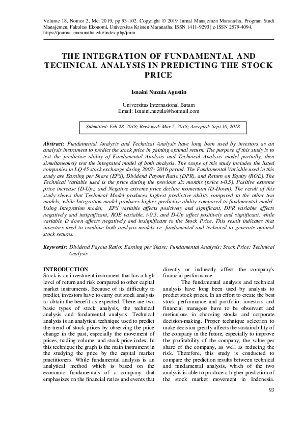 (PDF) The Integration of Fundamental and Technical Analysis in ...