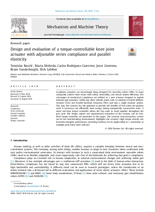(PDF) Design and evaluation of a torque-controllable knee joint ...