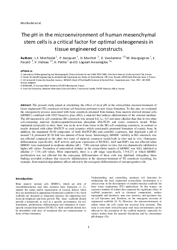 (PDF) The pH in the Microenvironment of Human Mesenchymal Stem Cells Is ...