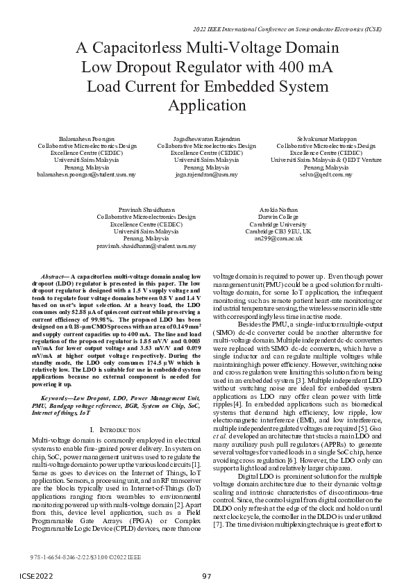(PDF) A Capacitorless Multi-Voltage Domain Low Dropout Regulator with ...