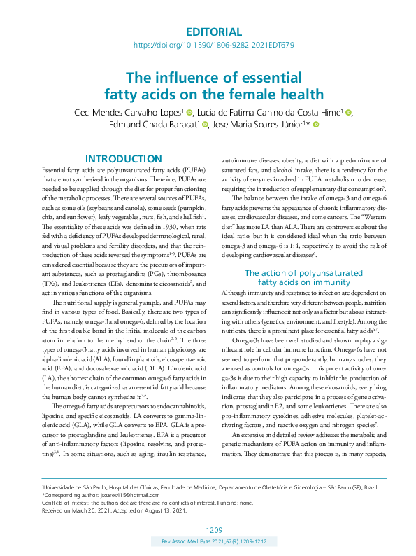 (PDF) The influence of essential fatty acids on the female health