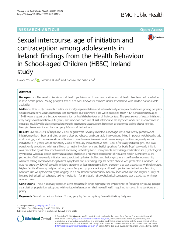 (PDF) Sexual intercourse, age of initiation and contraception among ...