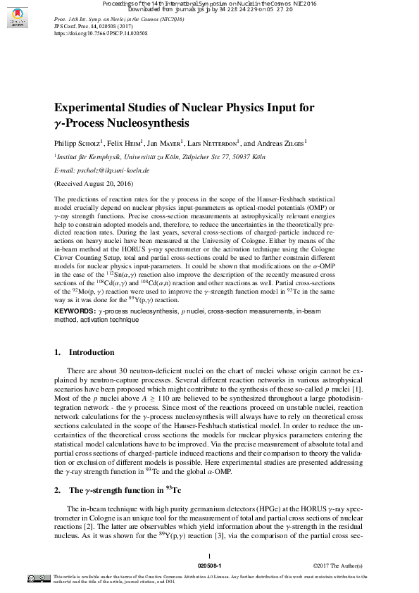 (PDF) Experimental Studies of Nuclear Physics Input for \(\gamma ...