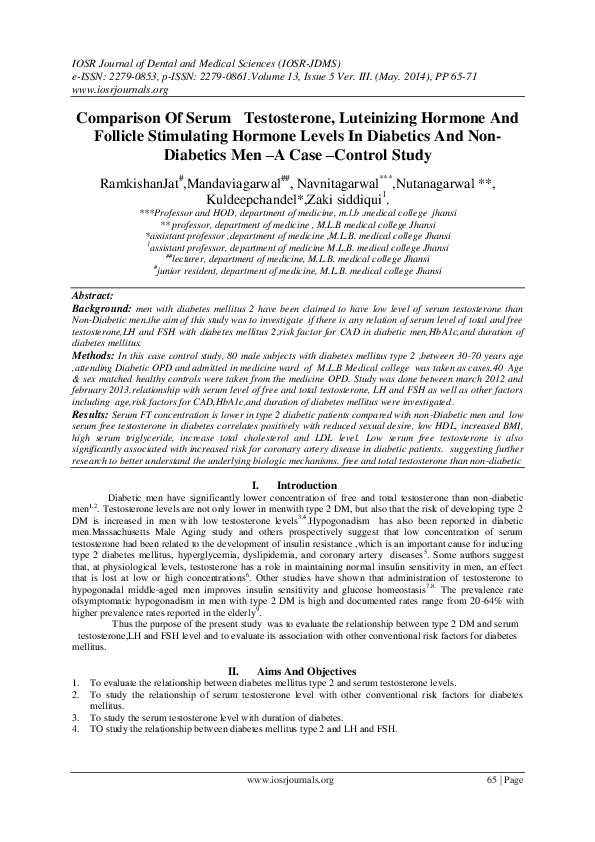 (PDF) Comparison Of Serum Testosterone, Luteinizing Hormone And ...