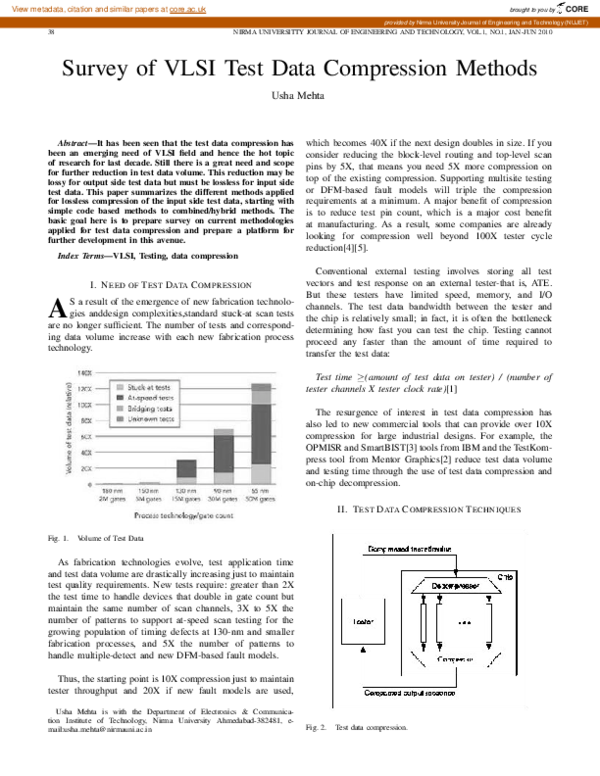 (PDF) Survey of VLSI Test Data Compression Methods