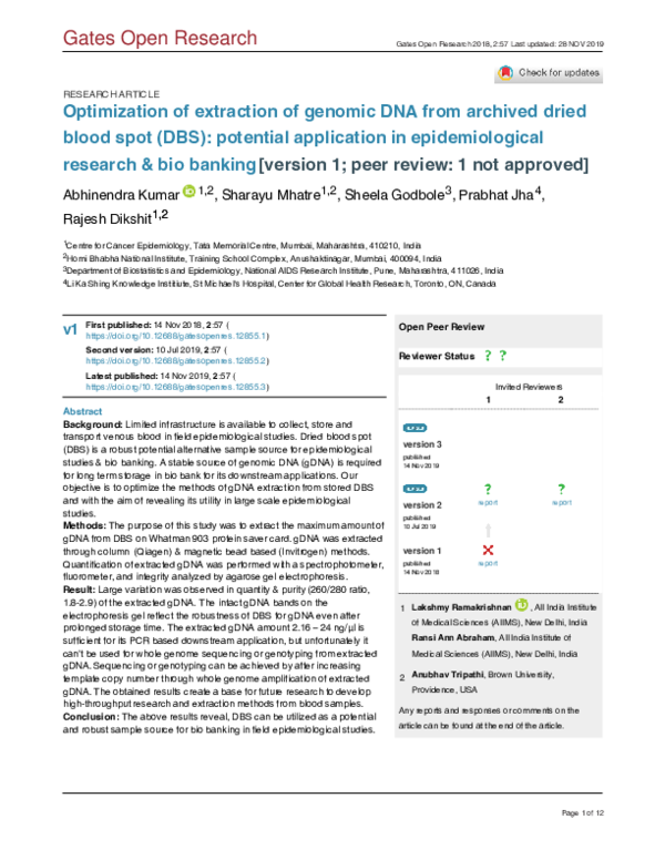 (PDF) Referee report. For: Optimization of extraction of genomic DNA ...