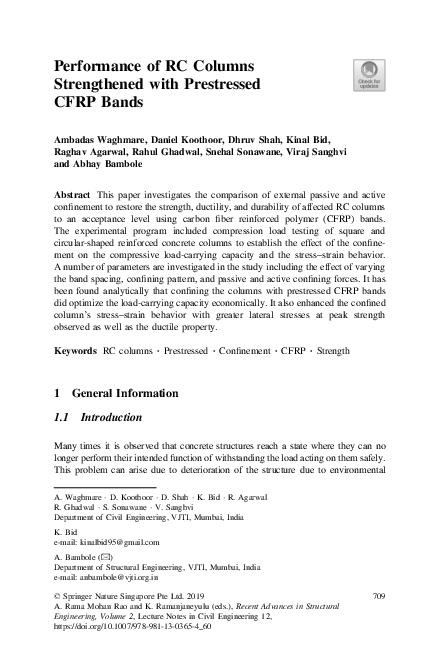 (PDF) Performance of RC Columns Strengthened with Prestressed CFRP Bands