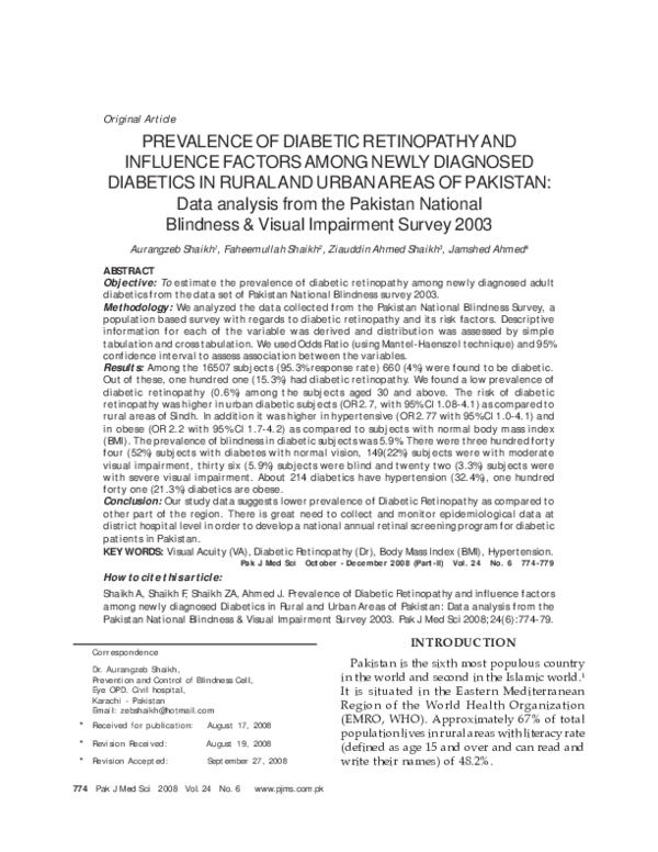 (PDF) Prevalence of Diabetic Retinopathy and Influence Factors Among ...