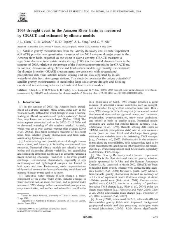 (PDF) 2005 drought event in the Amazon River basin as measured by GRACE ...