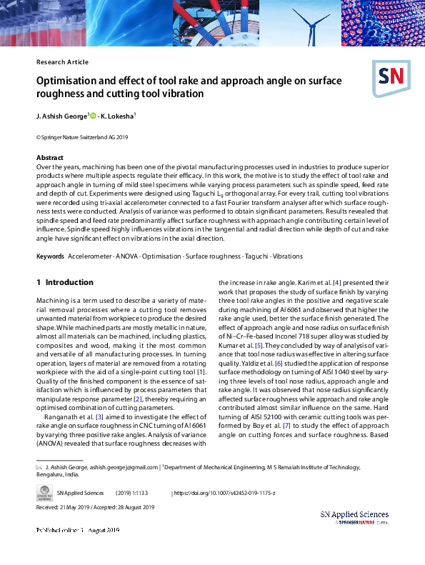 (PDF) Optimisation and effect of tool rake and approach angle on ...