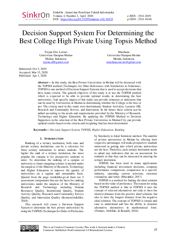 (PDF) Decision Support System For Determining the Best College High ...