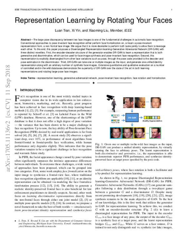 (PDF) Representation Learning by Rotating Your Faces