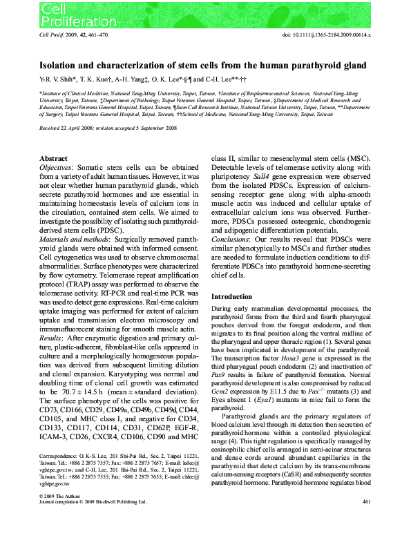 (PDF) Isolation and characterization of stem cells from the human ...