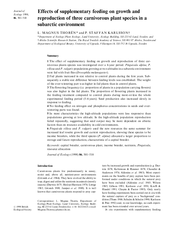 (PDF) Effects of supplementary feeding on growth and reproduction of ...