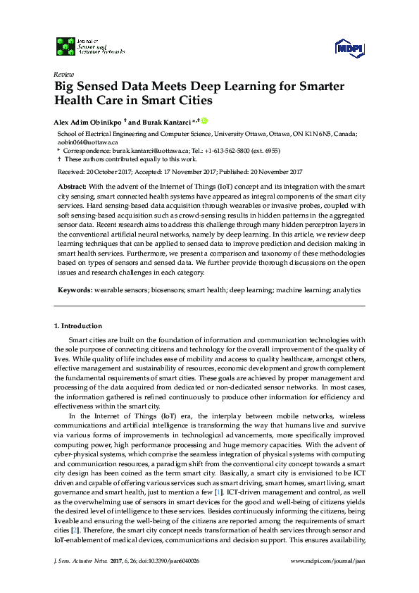 (PDF) Big Sensed Data Meets Deep Learning for Smarter Health Care in ...