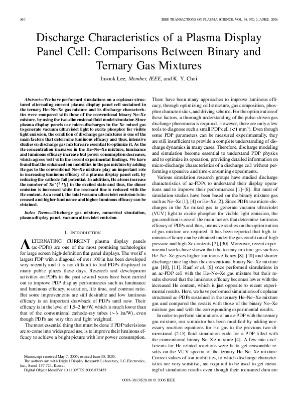 (PDF) Discharge characteristics of a plasma display panel cell ...