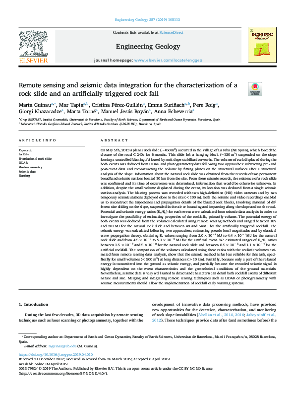 (PDF) Remote sensing and seismic data integration for the ...