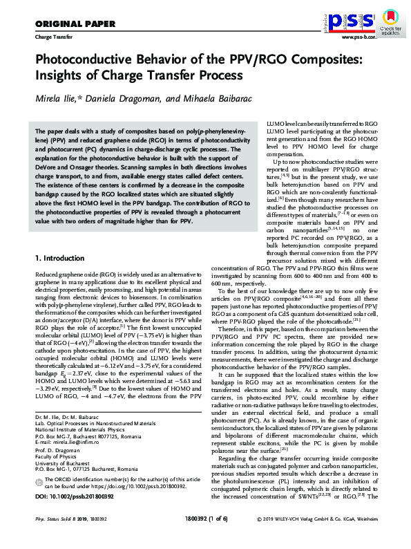 (PDF) Photoconductive Behavior of the PPV/RGO Composites: Insights of ...