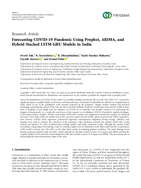  pdf covid 19 forecasting in india lstm gru vs arima