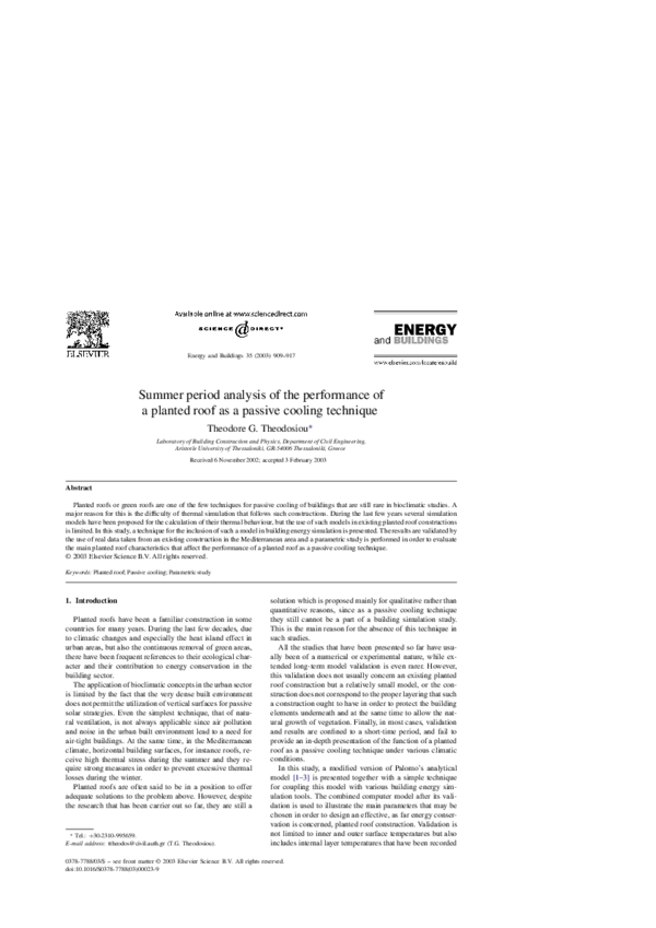(PDF) Summer period analysis of the performance of a planted roof as a ...