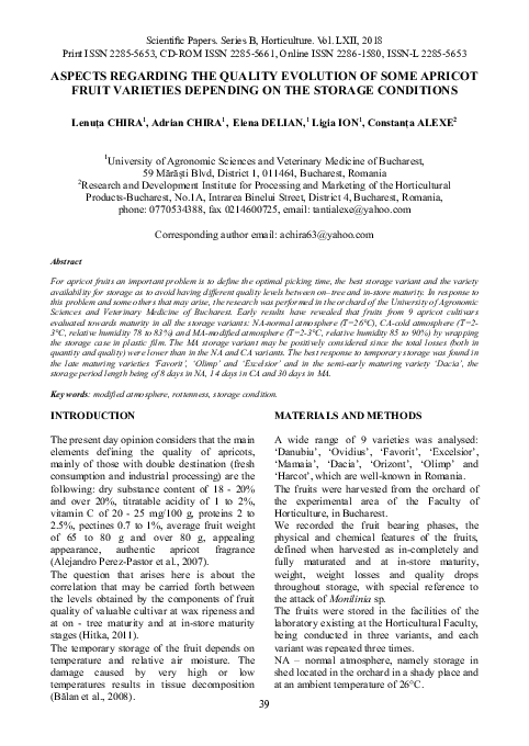 (PDF) Aspects Regarding the Quality Evolution of Some Apricot Fruit ...