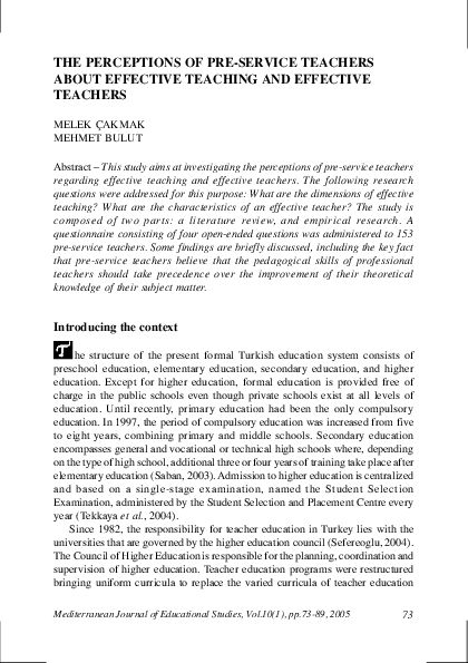 (PDF) The perceptions of pre-service teachers about effective teaching ...