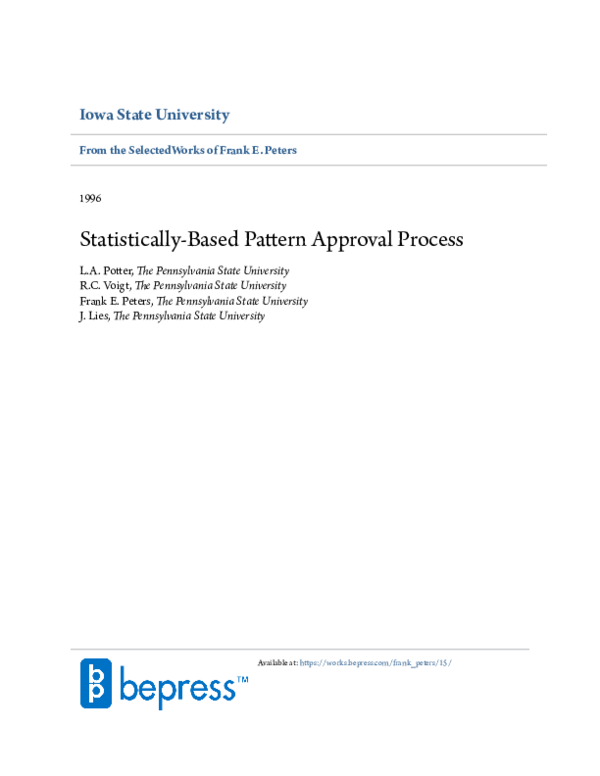 (PDF) A Statistically Based Pattern Approval Process