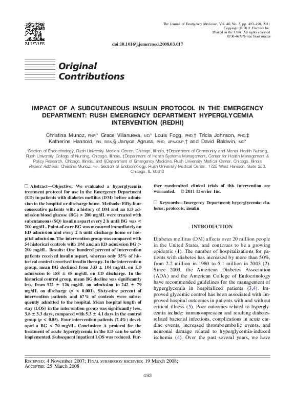 (PDF) Impact of a Subcutaneous Insulin Protocol in the Emergency