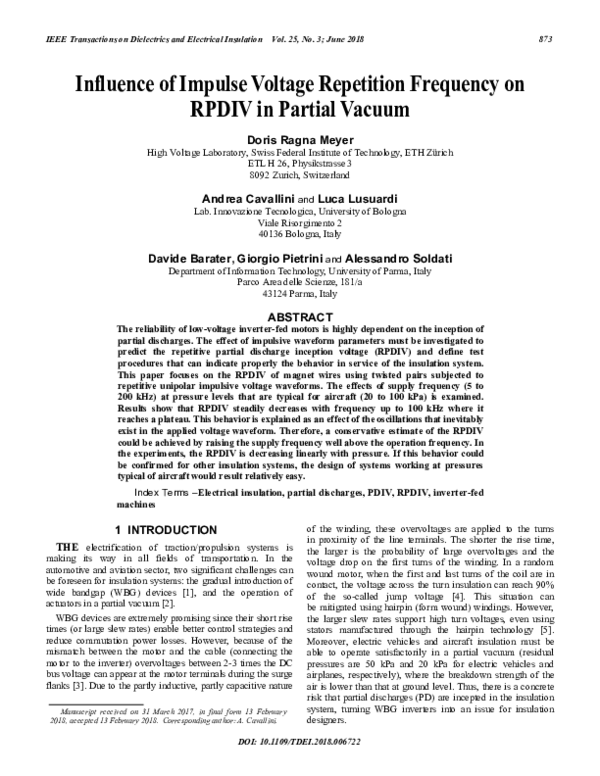 (PDF) Influence of impulse voltage repetition frequency on RPDIV in ...