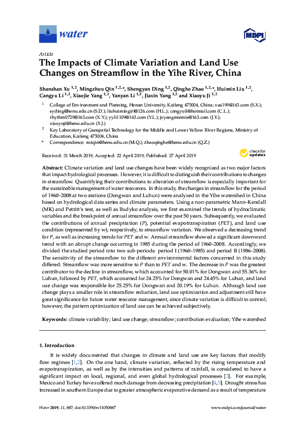 (PDF) The Impacts of Climate Variation and Land Use Changes on ...