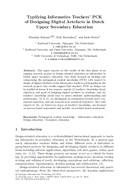 (PDF) Typifying Informatics Teachers’ PCK of Designing Digital ...