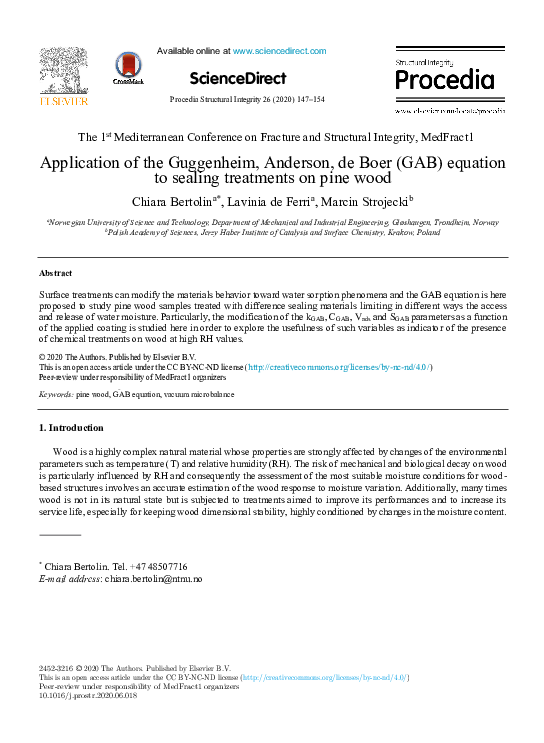 (PDF) Application of the Guggenheim, Anderson, de Boer (GAB) equation ...