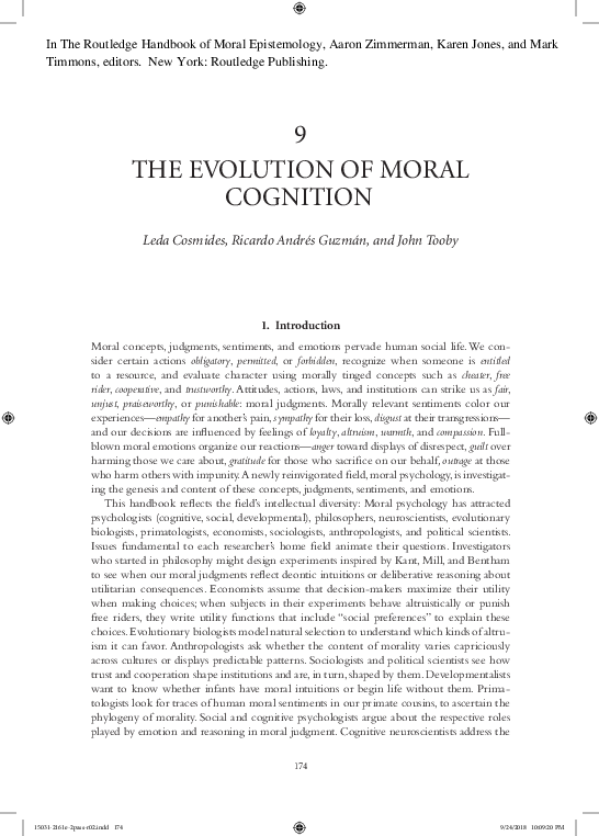 (PDF) 9 the Evolution of Moral Cognition