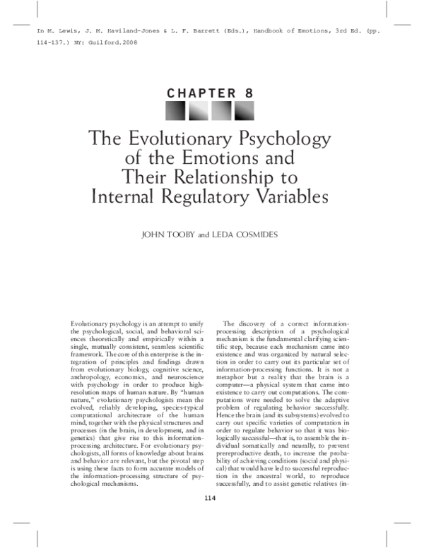 (PDF) The evolutionary psychology of the emotions and their ...