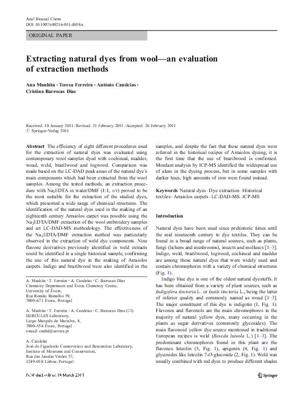(PDF) Extracting natural dyes from wool—an evaluation of extraction ...