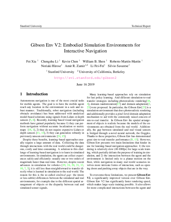 (PDF) Gibson Env V2: Embodied Simulation Environments for Interactive ...