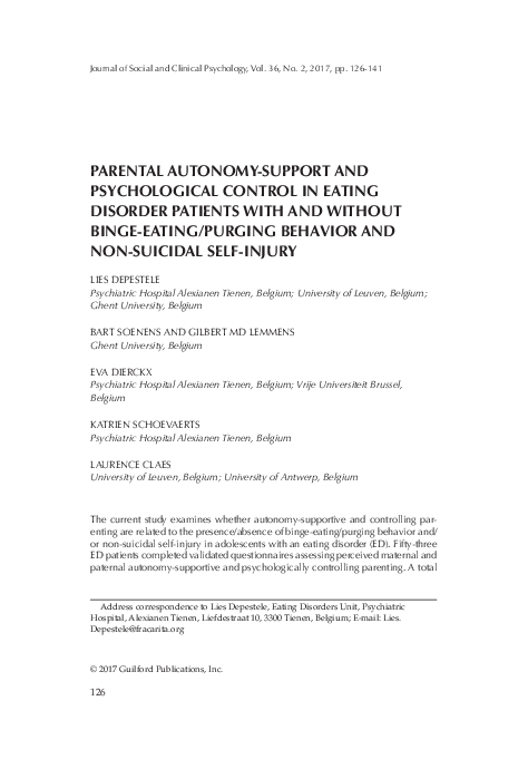 (PDF) Parental Autonomy-Support and Psychological Control in Eating ...