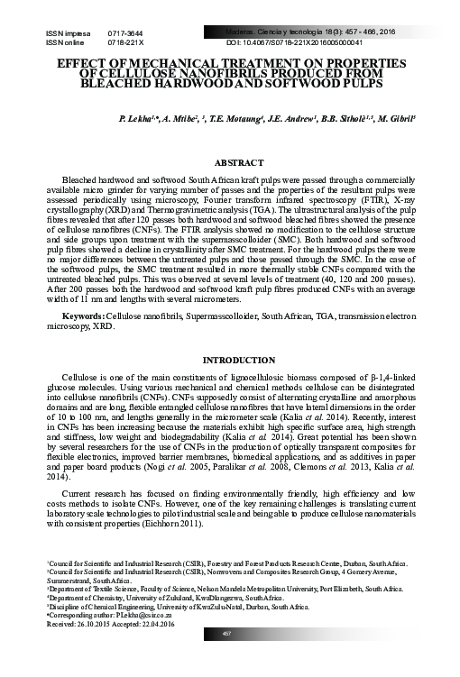 (PDF) Effect of mechanical treatment on properties of cellulose ...