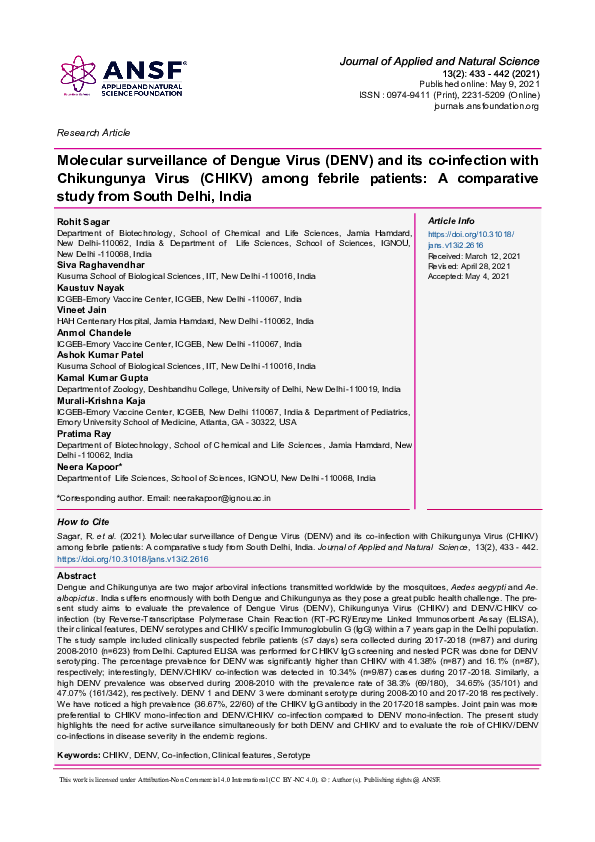 (PDF) Molecular surveillance of Dengue Virus (DENV) and its co ...